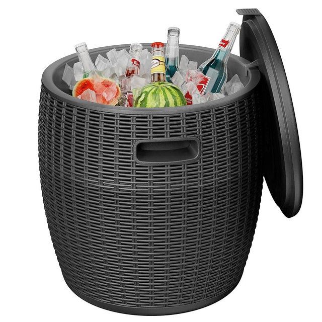 EasyUp Outdoor Cooler Side Table – 17 Inch Resin Cooler Bar Table for Wine, Champagne, and Beverages – Elegant Party, Kitchen, and Home Cool Bar (16.73 x 16.73 x 17.32 Inches, 8.16 lbs) (Black)