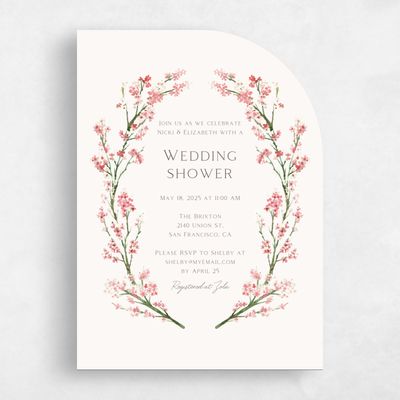 Pink Half arch Wedding Wedding Shower Invitation - Allamia Portrait
