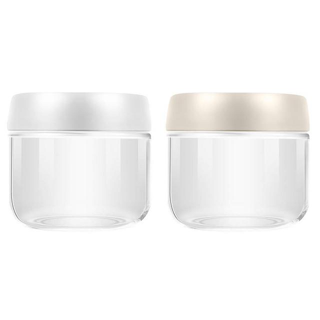 MR.KIANGCI 2 Pack 10oz Glass Jar with Screw Lid,Leak Proof Clear Glass Overnight Oats Jars,Reusable Small Glass Jars for Overnight Oats, Fruit, Salad Dressing, Sauce,Cereal,Pasta,Sugar,Beans,Spice