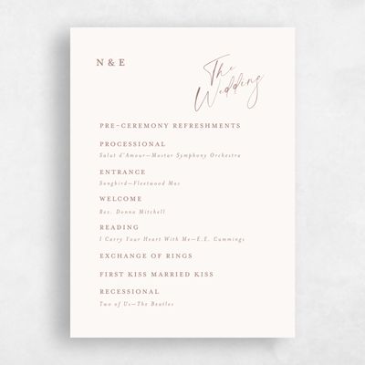 Beige Simple Wedding Program - Anerley