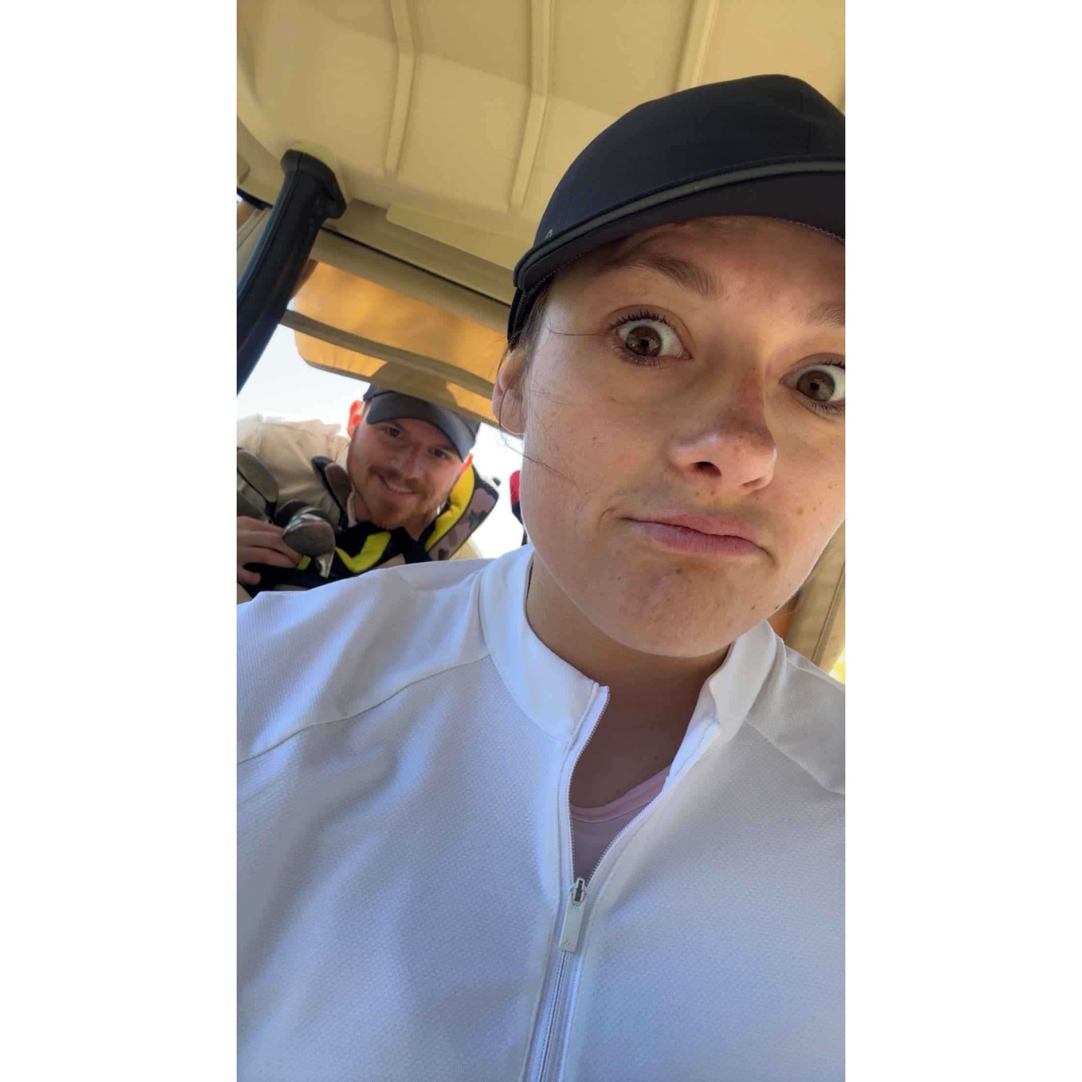 Dustin trying to turn Emma into a golfer :)