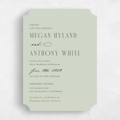 Green Ticket Wedding Invitation - Uzes Type