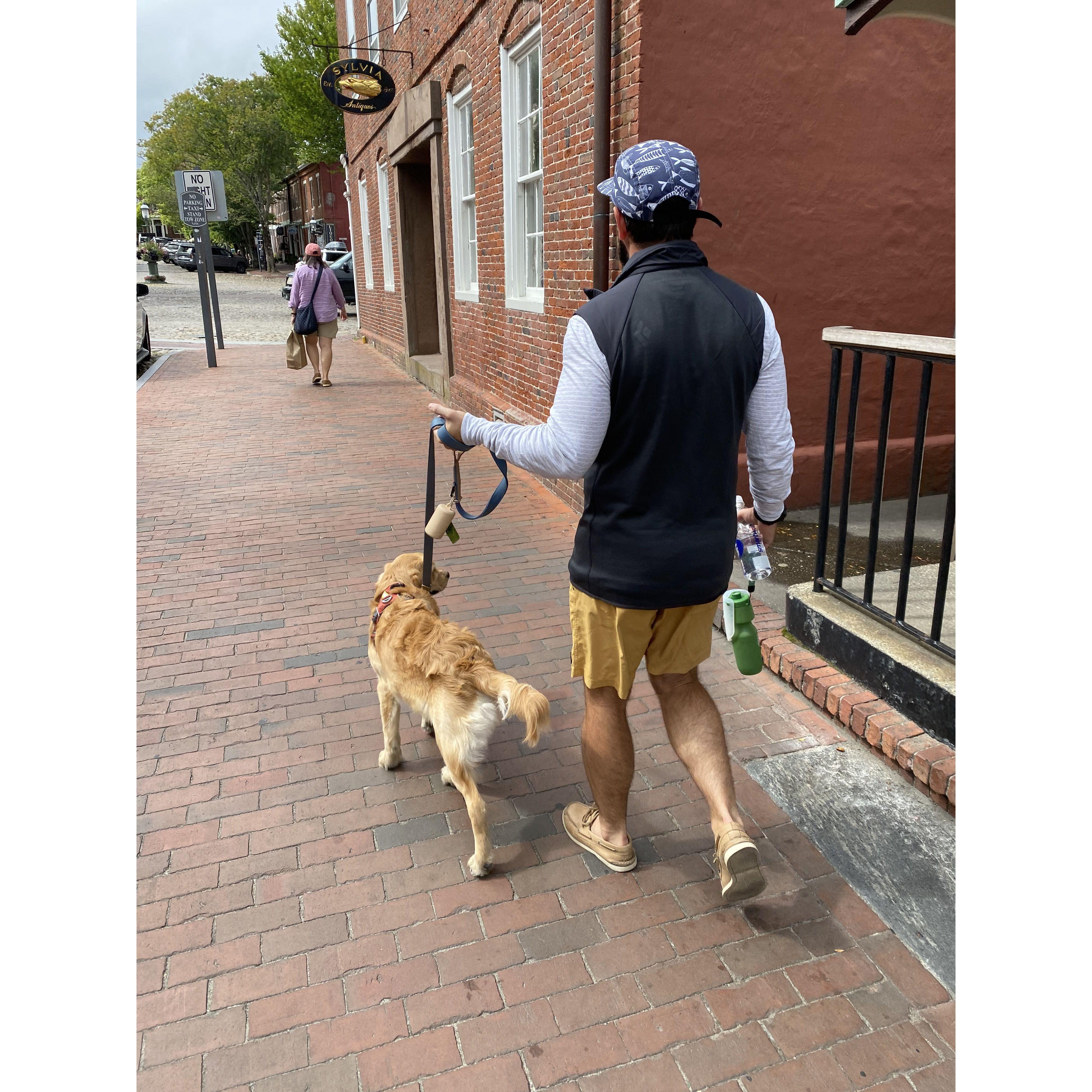 Walking down Main Street on Nantucket