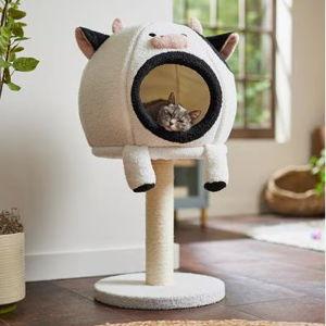 Frisco Cow 2-in-1 Cat Bed and Condo Scratcher