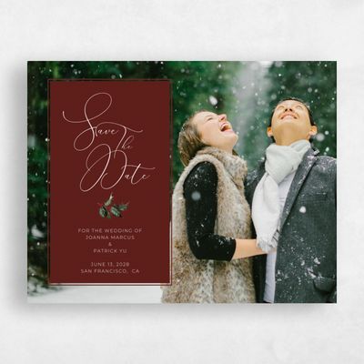 Burgundy, Red Wedding Save the Date - Belvoir Portrait