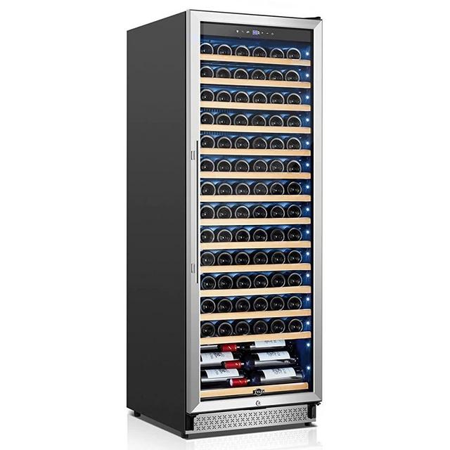 TYLZA 24 Inch Wine Fridge Freestanding,154 Bottles Large Wine Refrigerator Tall Wine Cooler Built-in Wine Fridge With Stainless Steel and Upgraded Compressor, Fast Cooling Low Noise and No Fog