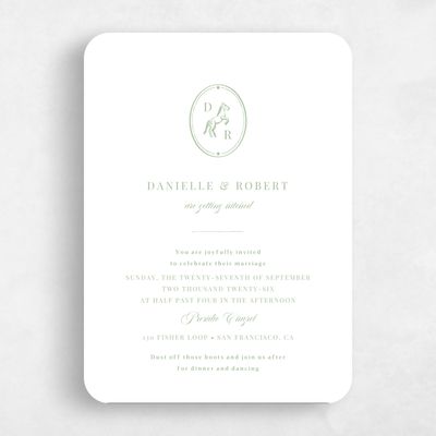 White Rounded Wedding Invitation - Jerome Portrait