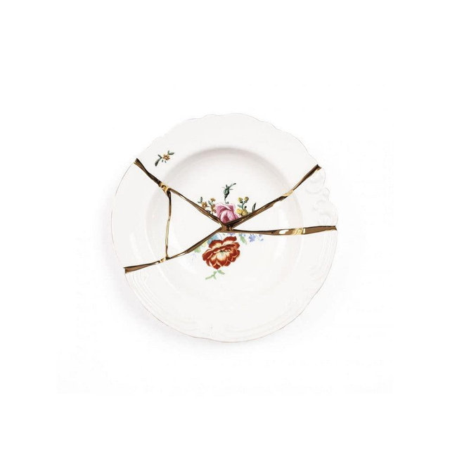 Seletti 09622 Kintsugi Collection Soup Plate in Porcelain 9"