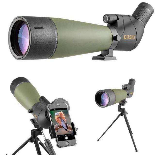 Gosky 2019 Updated 20-60x80 Spotting Scope with Tripod, Carrying Bag and Smartphone Adapter - BAK4 Angled Telescope - Newest Waterproof Scope for Target Shooting Hunting Bird Watching Wildlife Scenery