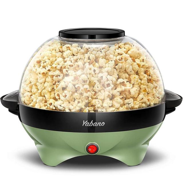 Popcorn Machine, 6-Quart Popcorn Popper maker, Nonstick Plate, Electric Stirring with Quick-Heat Technology, Cool Touch Handles (Green)