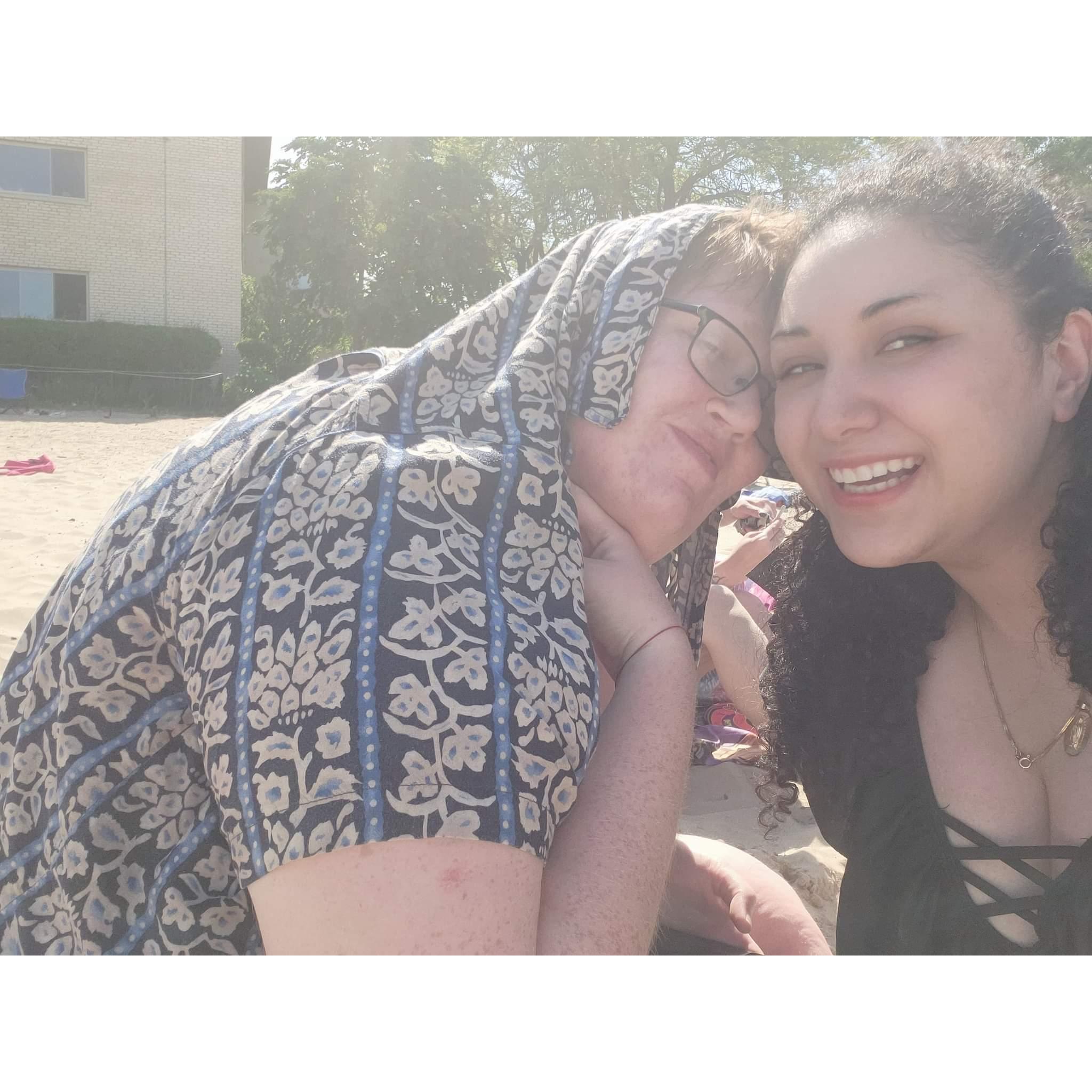 Beach days are fun! ... When Gabe isn't turning into a lobster!