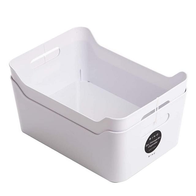 BINO Clear Plastic Storage Bin with Handles (2 Pack- Small) - Plastic Storage Bins for Kitchen, Cabinet, and Pantry Organization and Storage - Home Organizers and Storage - Refrigerator and Freezer