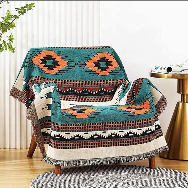 Lqprom Southwest Throw Blankets Aztec Navajo Throws and Blankets Reversible Multi-Function for Couch Chair Sofa Bed Outdoor Beach Travel 63"x87"