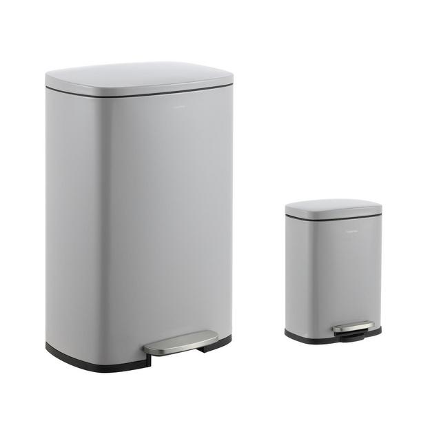 happimess Connor Rectangular 13-Gallon Trash Can with Soft-Close Lid and FREE Mini Trash Can, Fog Gray