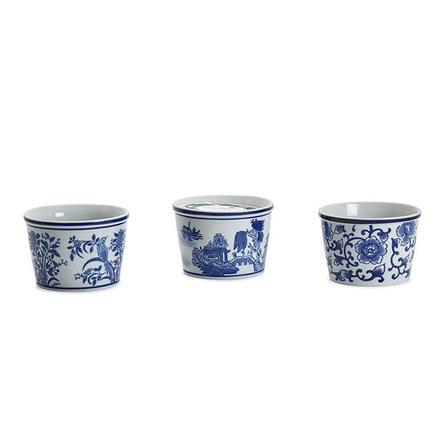 Two's Company Chinoiserie Deli Container Holder Set of 3 Asst 3 Patterns