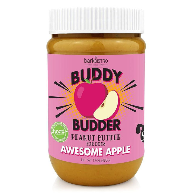 Bark Bistro Company, Awesome Apple, 100% Natural Dog Peanut Butter, Healthy Peanut Butter Dog Treats, Stuff in Toy, Pill Pocket for Dogs, Made in USA, (17oz Jars)