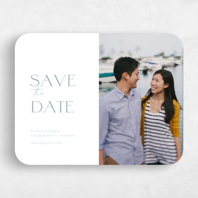 Blue Rounded Wedding Save the Date - Blonshine Photo