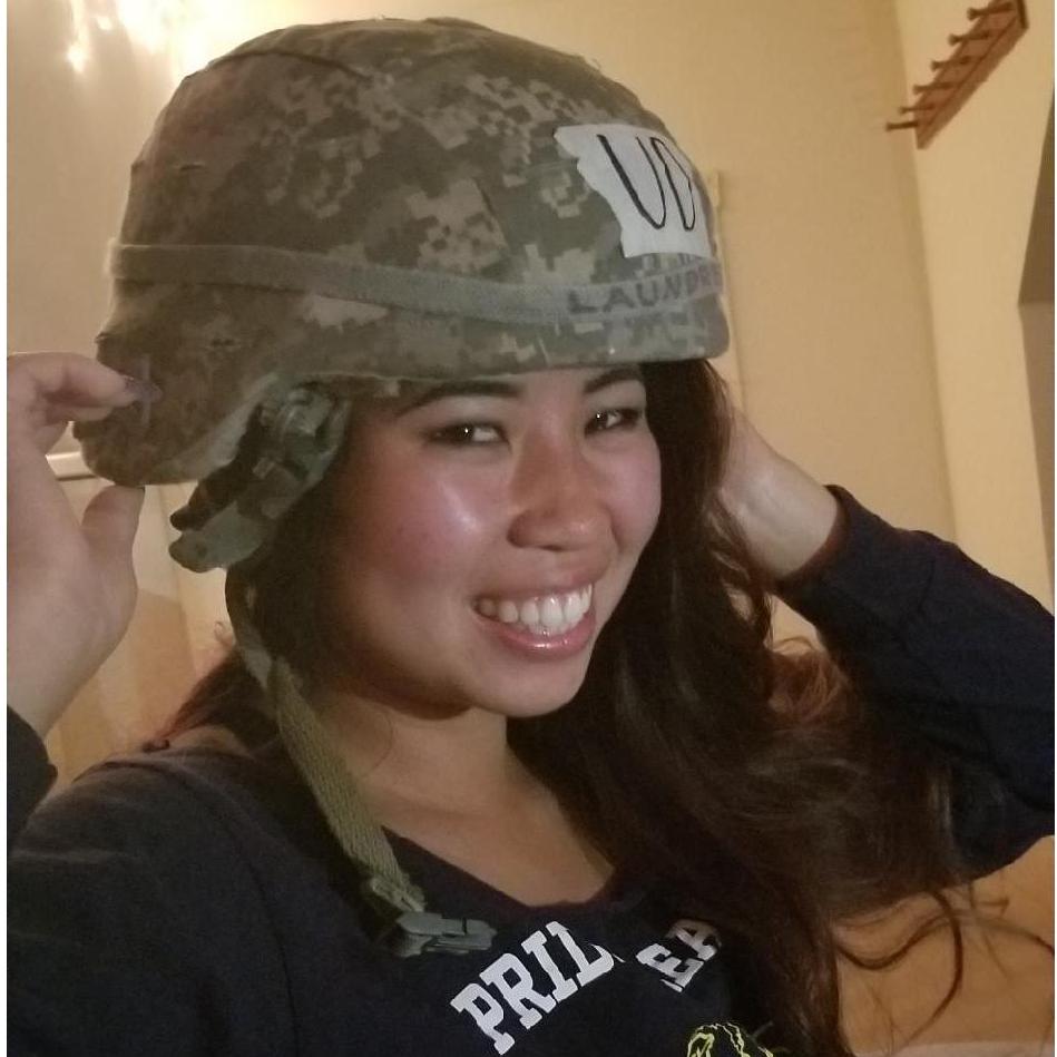 Liz in the helmet as mentioned in 'Our Story'