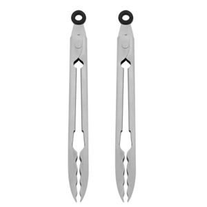 KitchenAid Set of 2 Stainless Steel Tongs with Scalloped Edges Easy Lock Dishwasher Safe Durable and Versatile Silver 7 Inch