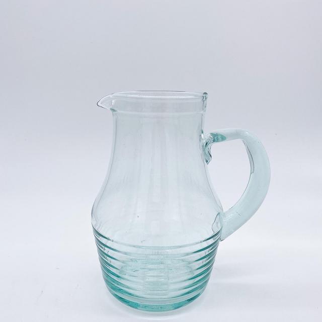 Recycled Glass Pitcher with Rings
