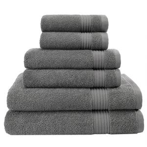 Cotton Paradise - Hotel & Spa Quality, Absorbent and Soft Decorative Kitchen and Bathroom Sets, 100% Genuine Cotton, 6 Piece Turkish Towel Set, Includes 2 Bath Towels, 2 Hand Towels, 2 Washcloths, Charcoal Grey
