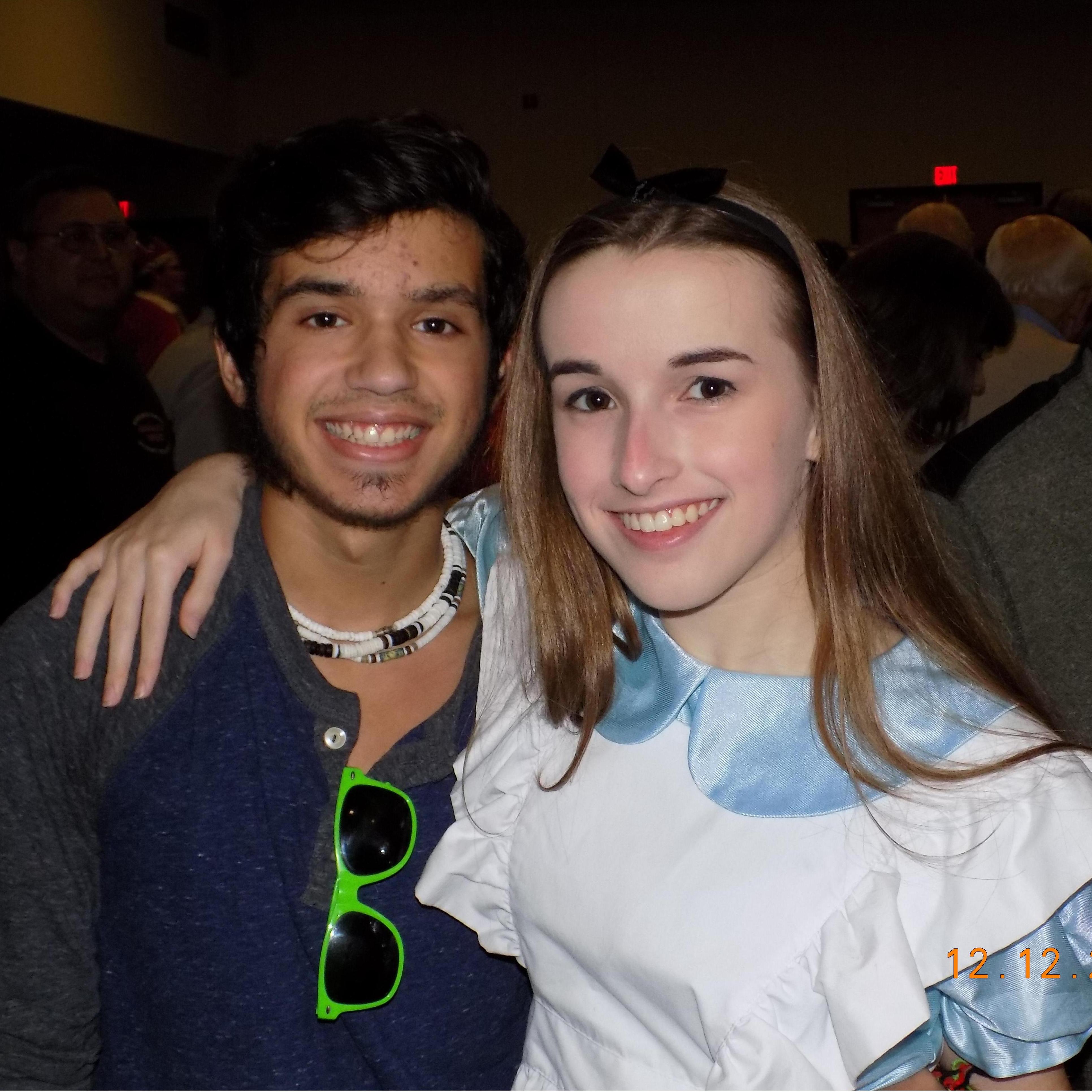 This photo was taken after one of Jaylee's performances as Small Alice in a musical rendition of Alice in Wonderland. - December 12, 2015
