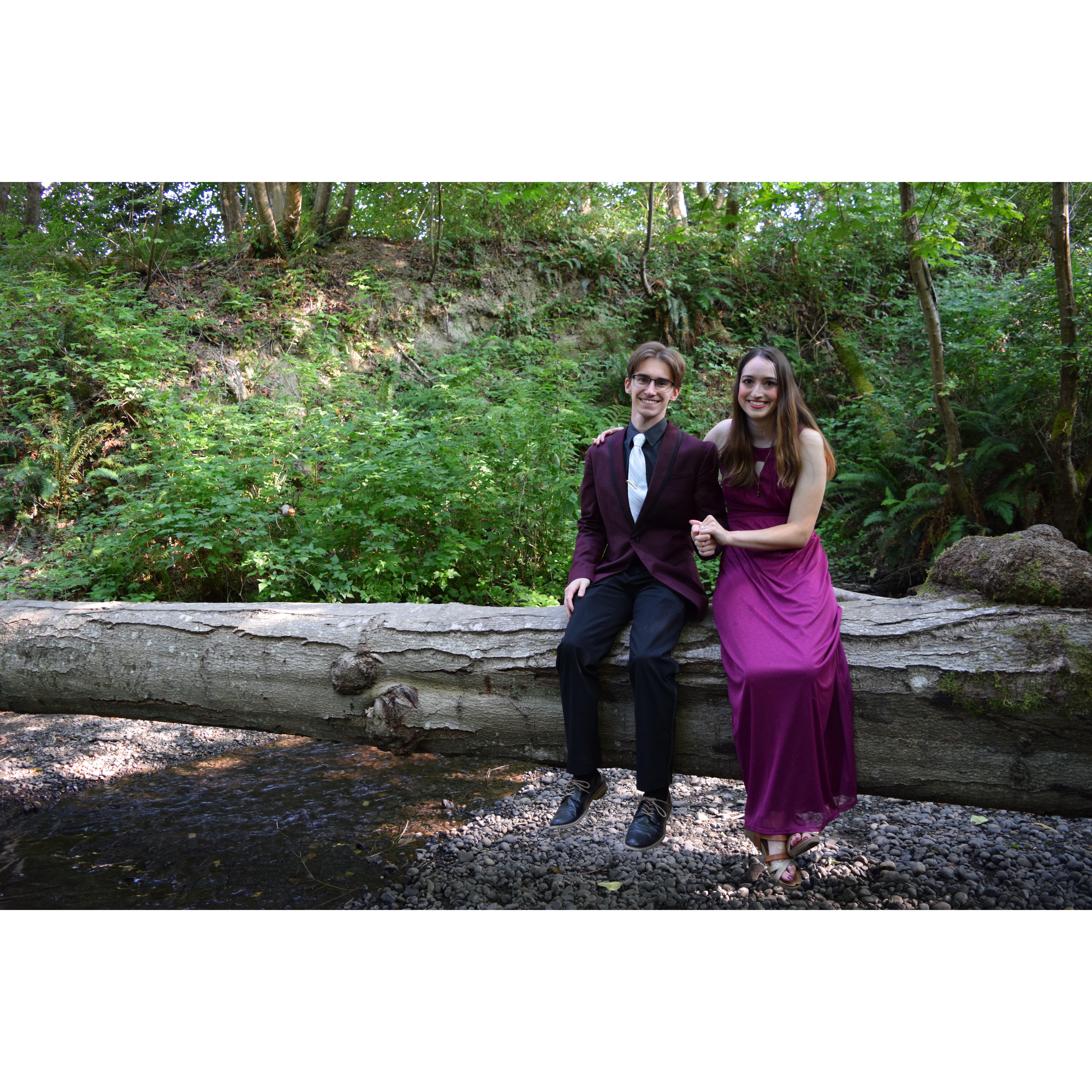 Us sitting on a log