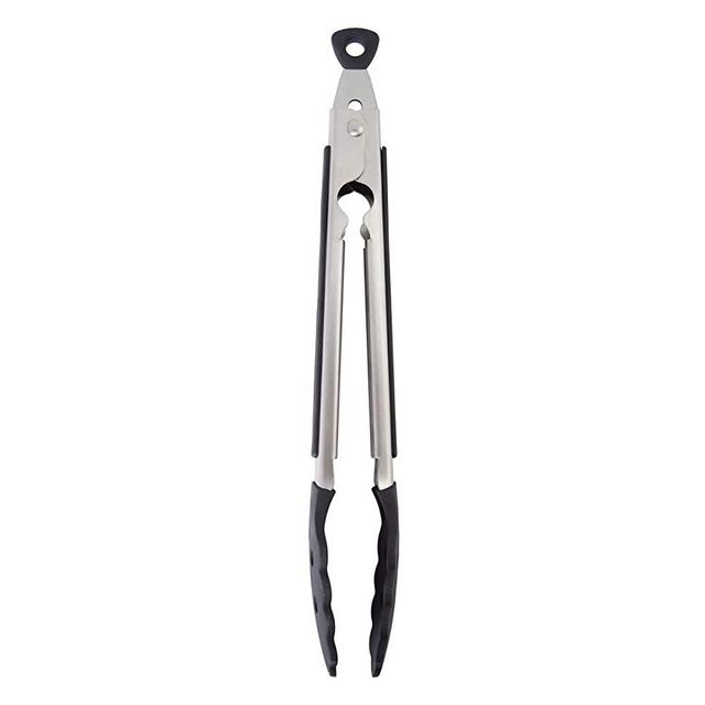 KitchenAid Gourmet Silicone Tipped Stainless Steel Tongs, 13.5-Inch, Black