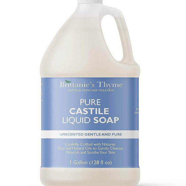 Brittanie's Thyme Pure Organic Olive Oil Castile Liquid Soap Refill, 1 Gallon | Vegan & Gluten Free Non-GMO, For Face, Body Wash, Dishes, Pets & Laundry
