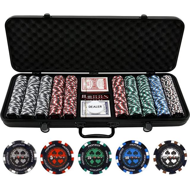 Versa Games 500pc 13.5g Pro Poker Clay Poker Set - Heavy 13.5g Casino Grade Poker Chips with Denominations