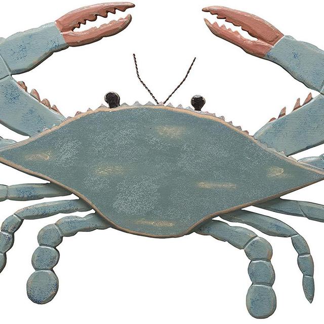 Primitives by Kathy Shaped Wooden Wall Art 16.75 x 11.5-Inches Blue Crab