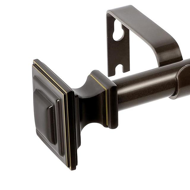 VOIIY Curtain Rods for Windows 48 to 84 Inch(4-7 Feet),3/4" Diameter Bronze Drapery Rods with Square Finials,Size:36-88 Inch