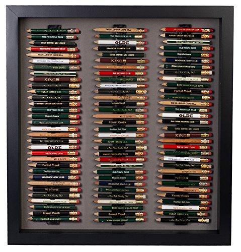 Eureka Golf Pencil Display Case with Acrylic Cover | Holds 96 Round or Octagonal Pencils | Black Finish | USA Made
