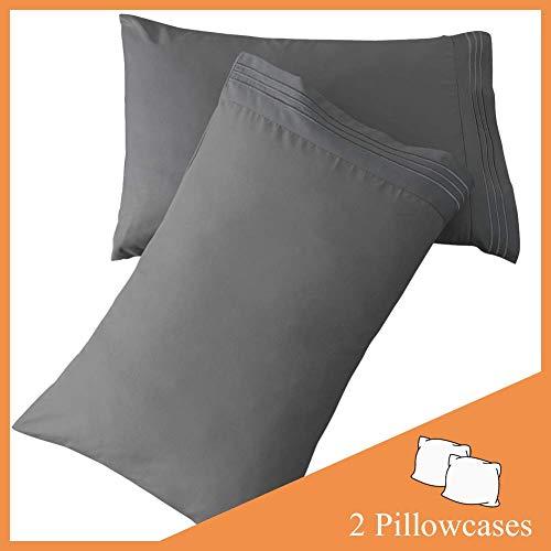 SONORO KATE Luxury Pillowcase Set Brushed Microfiber 1800 Bedding - Wrinkle, Fade, Stain Resistant - Hypoallergenic (Dark Grey, 2 Pillowcases Standard)