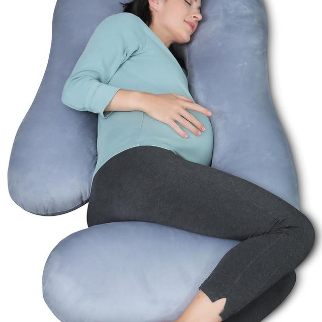MOON PARK Pregnancy Pillows for Sleeping - U Shaped Full Body Maternity Pillow with Removable Cover - Support for Back, Legs, Belly, HIPS - 57 Inch Pregnancy Pillow for Women - Grey