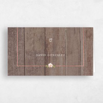 Dark Wood, Brown Wedding Place Card - Quintana