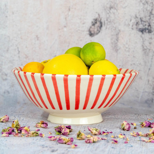 Handmade Moroccan Ceramic Bowls, Large Ceramic Bowl, Retro Bowl, Traditional Moroccan Bowl, Ceramic High Dish, Artisanal Tableware
