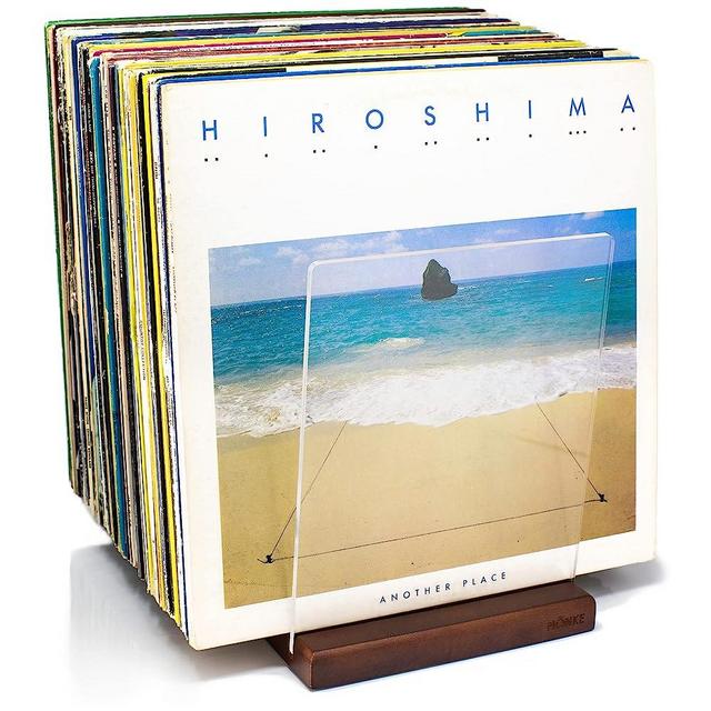 MÖNKE Premium Vinyl Record Storage - a Mid-Century Style Record Holder, 60-70 LP Capacity - Complements Any Record Player (Brown)