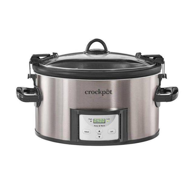 Crock Pot 7qt Cook & Carry Programmable Easy-Clean Slow Cooker - Premium Black Stainless Steel