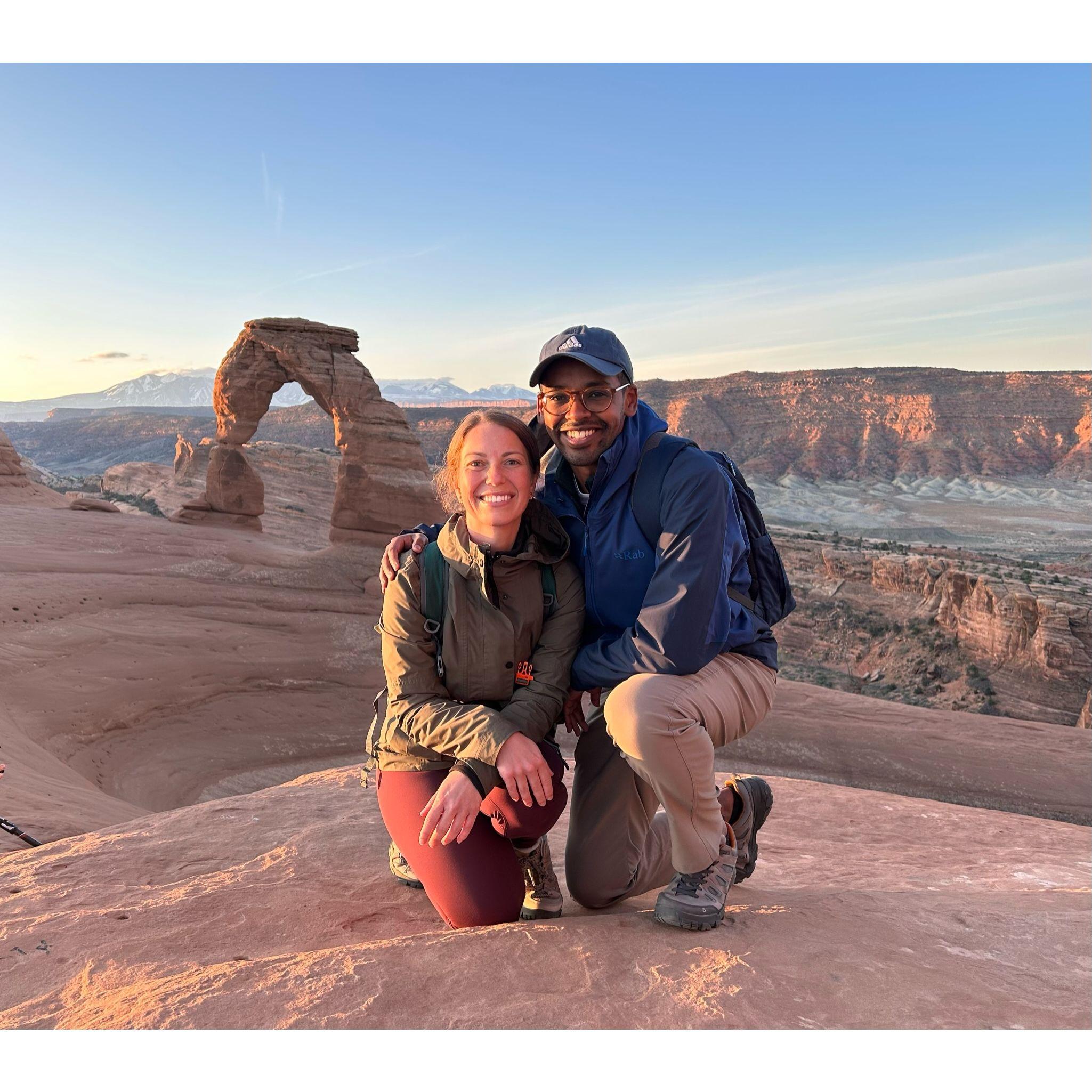 Sunrise hike at Delicate Arch in Arches National Park, UT.
