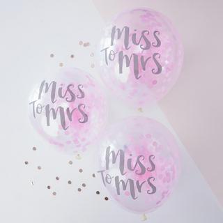 Miss to Mrs. Confetti Balloons, Set of 5