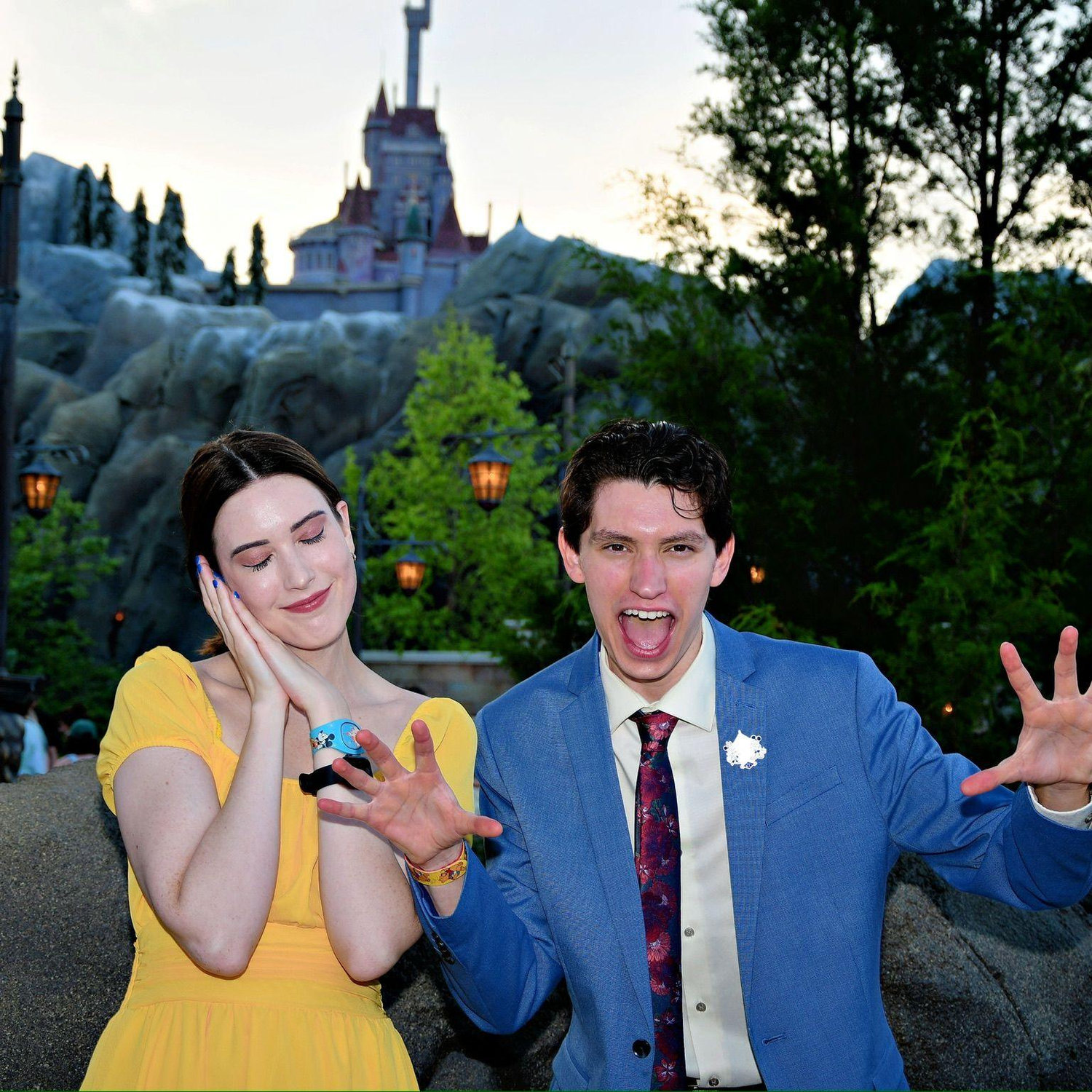 Margo and William posing as Belle and The Beast.