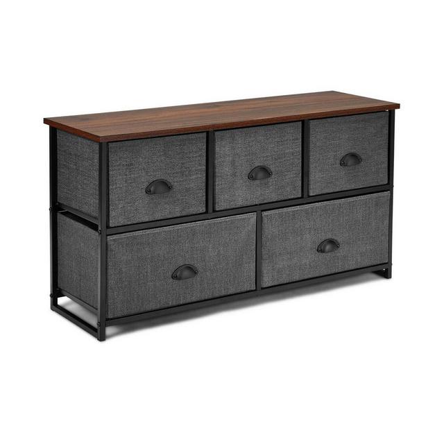 SUGIFT Dresser Storage Tower with 5 Foldable Cloth Storage Cubes