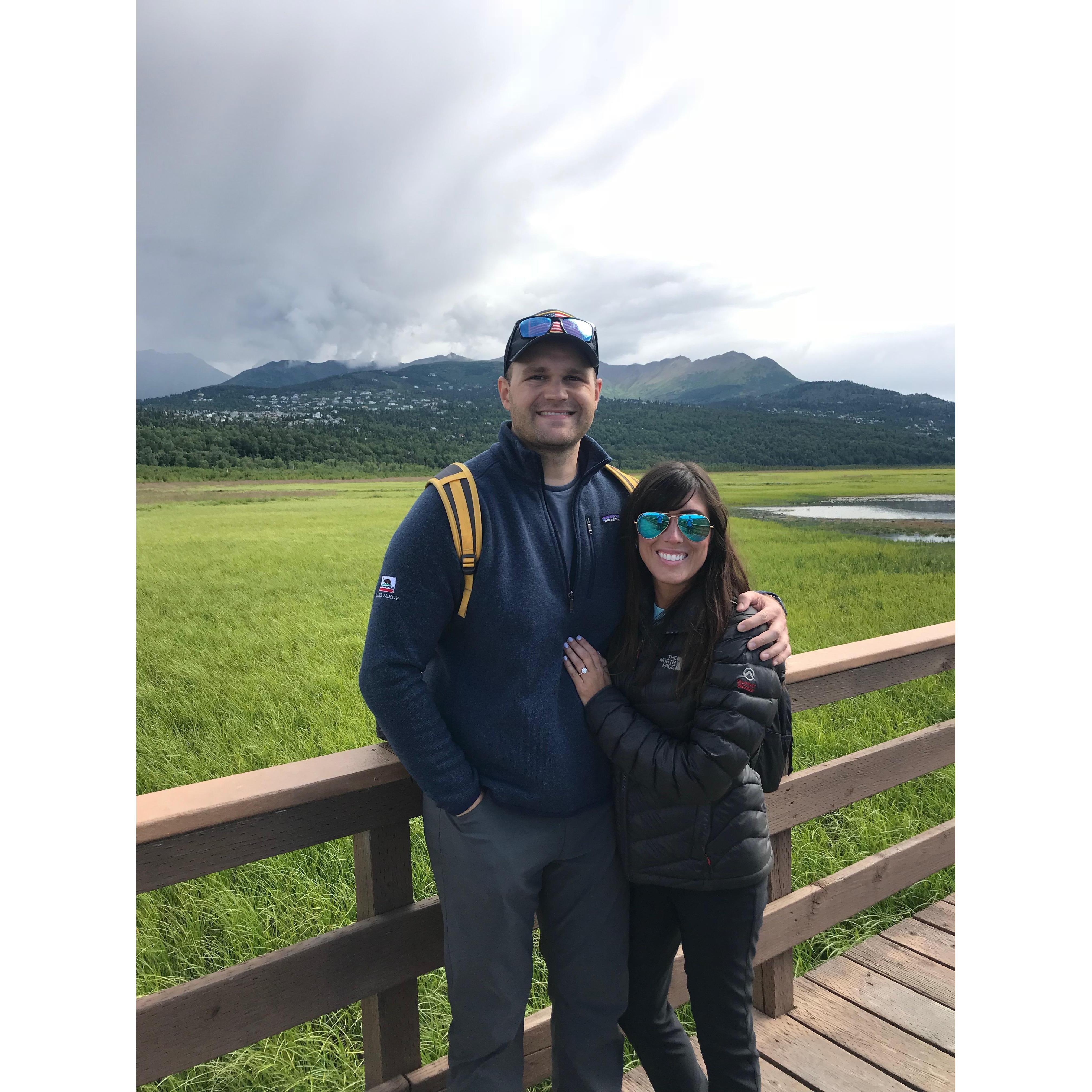 Just Engaged!
Pat proposed on 7/15/18 in Anchorage, Alaska at a beautiful scenic lookout/boardwalk called Potter Marsh