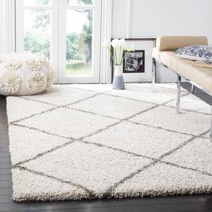 Safavieh Hudson Diamond Shag Ivory/ Grey Rug (5' Square)