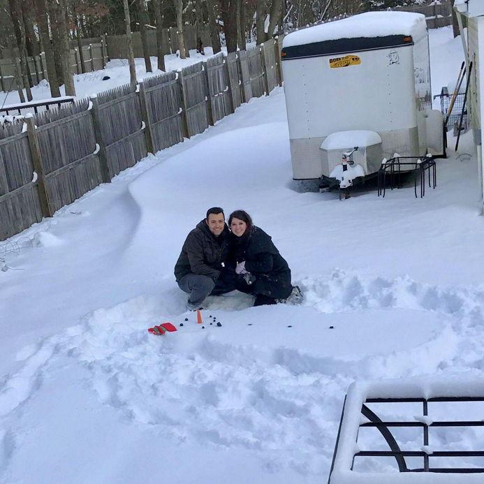 Bryan & Caitlin's first snowman, 2017