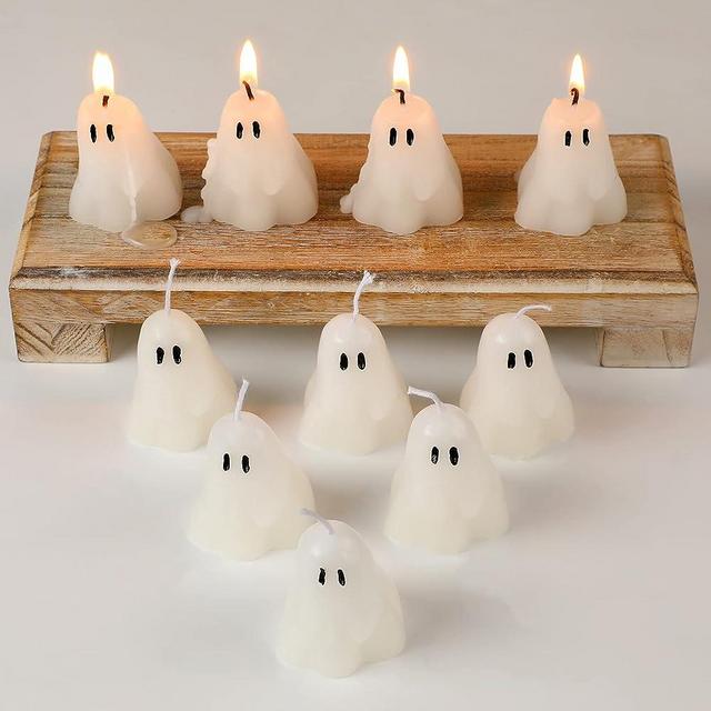 20 Pieces Halloween Ghost Candles Burning Candles Soy Wax Spooky Candle Halloween Decor Candles for Halloween Party Bedroom Table Decorations (Simple Style)