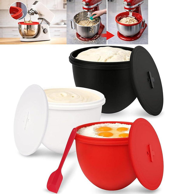 Silicone Bowl Liners with Lids for KitchenAid Tilt-Head Mixer, 2mm Thickened Anti-Collapse Design, Adjustable Air Vent for Dough Proofing, Mixing, Fermentation & Storage (6QT)
