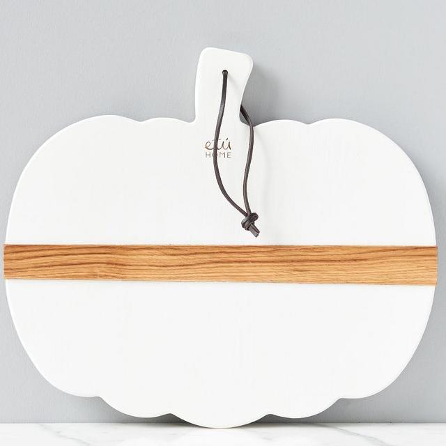 Pumpkin Shaped Reclaimed Wood Cheese Board, White - Small