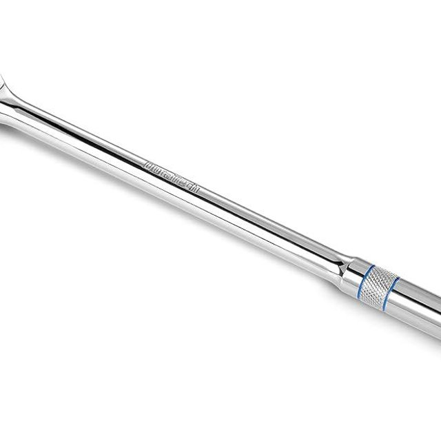DURATECH Extra Long Handle 1/2-Inch Drive Ratchet, 90-Tooth Ratchet Wrench with 15" Handle and Dust Proof Teardrop Enclosed Head, Reversible, CR-V Steel Made, CR-MO Head, Full Polished, Gifts for Men